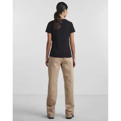 T-shirt slim fit manches courtes noir en viscose