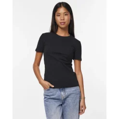 T-shirt slim fit manches courtes noir en coton Hope
