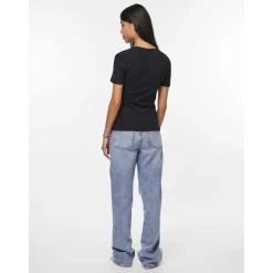 T-shirt slim fit manches courtes noir en coton Hope