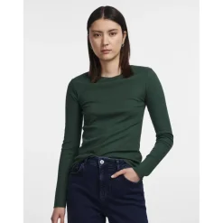T-shirt slim fit manches longues vert Élise