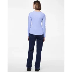 T-shirt slim fit manches longues bleu Emma