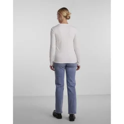 T-shirt slim fit manches longues blanc Yara