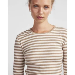T-shirt slim fit manches longues marron