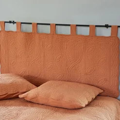 Tête de lit en boutis uni coton BAILLARGUES marron caramel