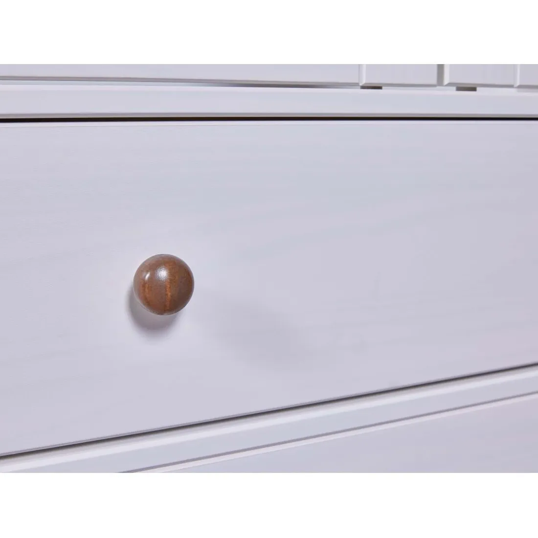 Vaisselier 2 portes vitrées 3 tiroirs WESTERLAND pin massif vernis blanc