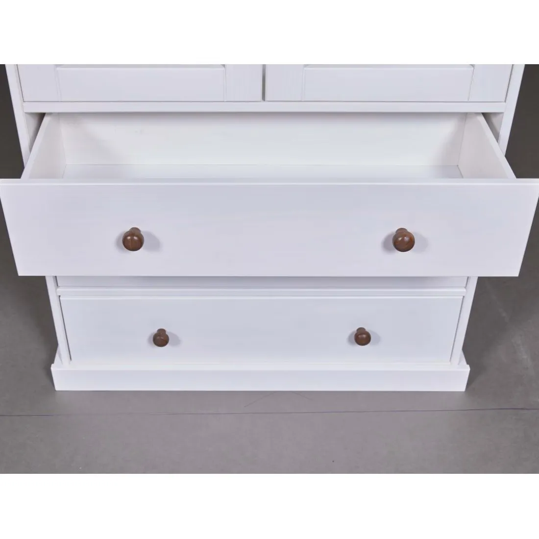 Vaisselier 2 portes vitrées 3 tiroirs WESTERLAND pin massif vernis blanc