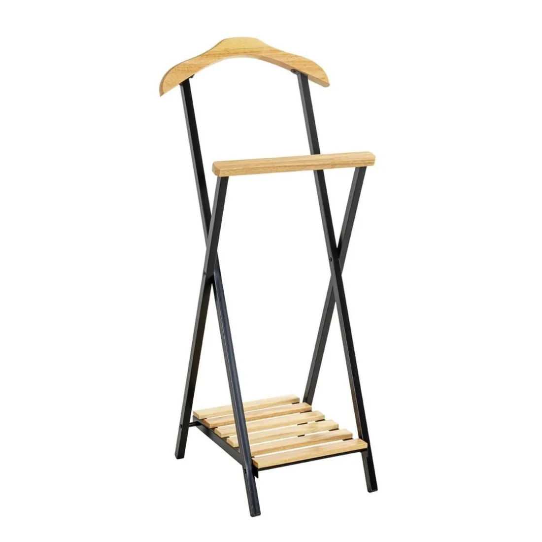 Valet de chambre bois et métal noir