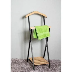 Valet de chambre bois et métal noir