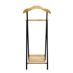 Valet de chambre bois et métal noir