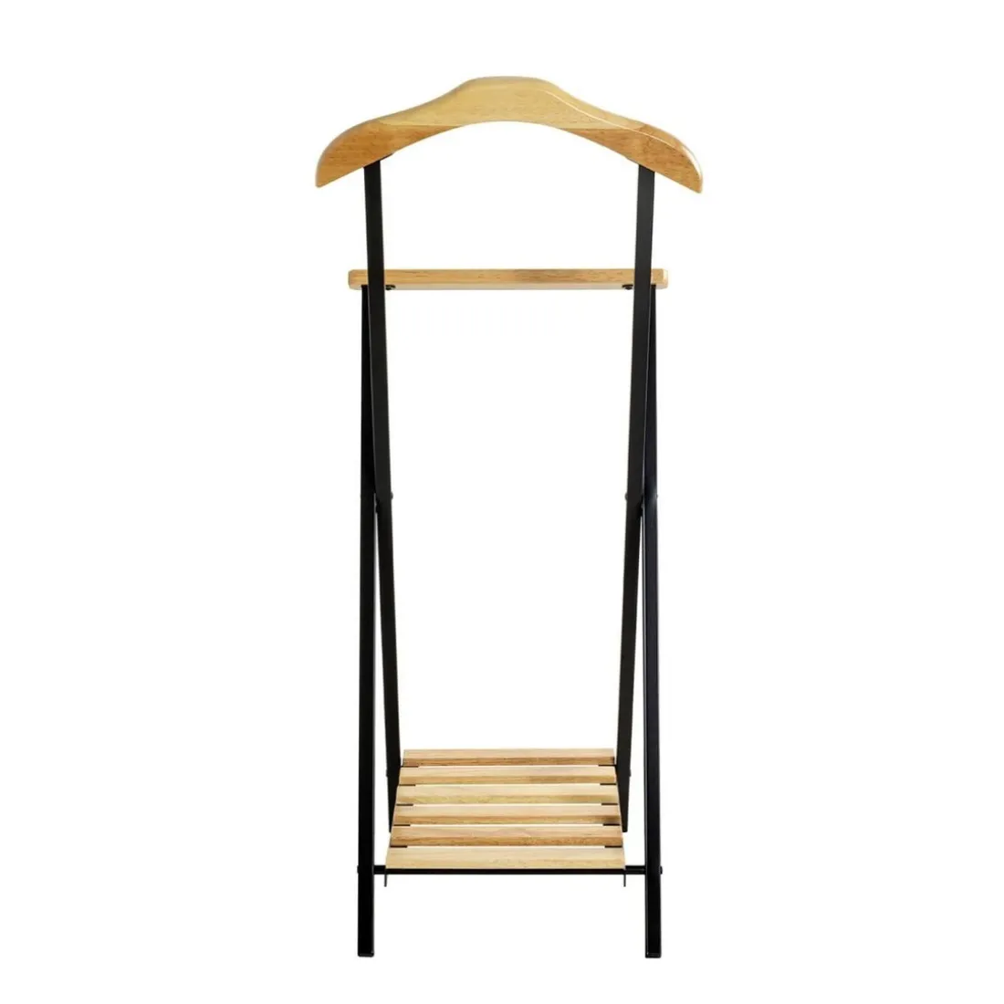 Valet de chambre bois et métal noir