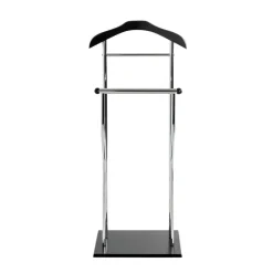 Valet de chambre tube en acier chromé cintre laqué noir