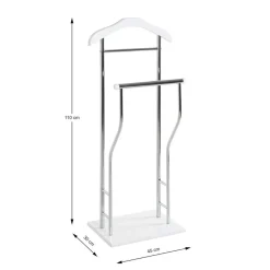 Valet de chambre tube en acier chromé cintre laqué blanc