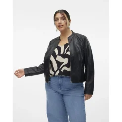 Veste à fermeture en viscose noir Isla