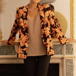 Veste à fleurs Anita orange en viscose