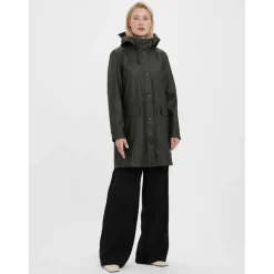 Veste Capuche Au-dessus du genou vert