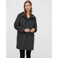 Veste Capuche Au-dessus du genou gris