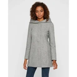 Veste Capuche Manches longues Au-dessus du genou gris