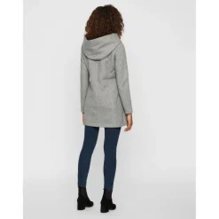 Veste Capuche Manches longues Au-dessus du genou gris