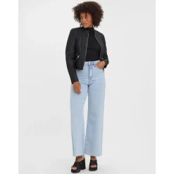 Veste Col haut Manches longues noir en viscose