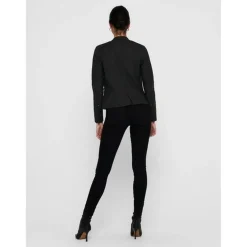 Veste de motard en simili-cuir Col motard Manches longues noir Alice