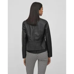 Veste de motard en simili-cuir col motard noir