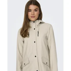 Veste de pluie capuche gris clair Ione
