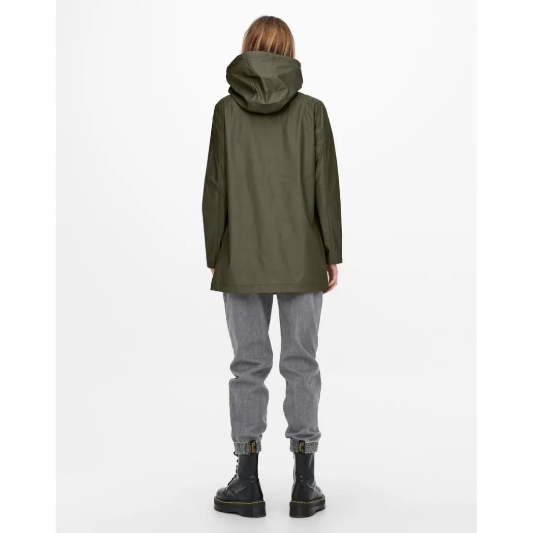 Veste de pluie Imperméable à l'eau Capuche Cordon de serrage à l'ourlet vert