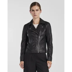 Veste en cuir noir Trix
