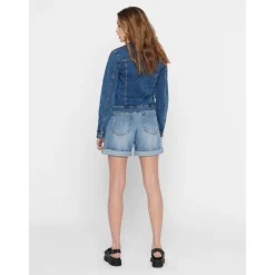 Veste en jean Col italien Manches longues bleu Eve