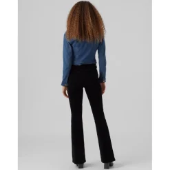 Veste en jean Col italien Manches longues bleu Hattie
