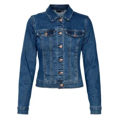 Veste en jean Col italien Manches longues bleu Hattie