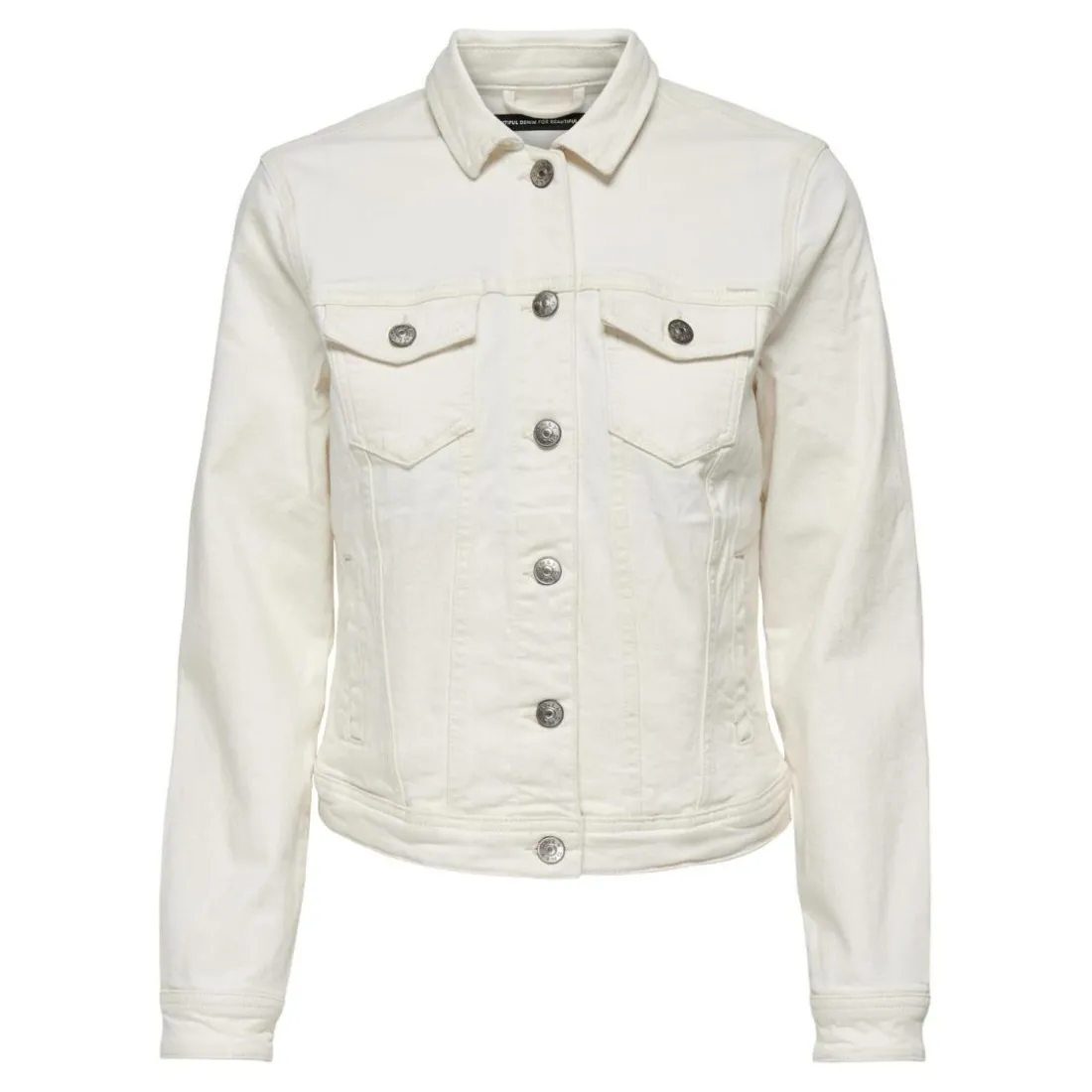 Veste en jean col italien ecru Skye