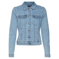 Veste en jean Col italien Manches longues bleu Nia