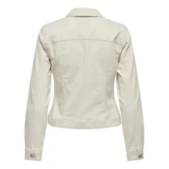 Veste en jean court col italien ecru Anna