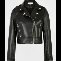 Veste en simili cuir femme Morgan noir