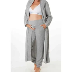 Veste longue grossesse grise Cache Coeur Lingerie en viscose