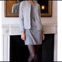 Veste manches longues fermée par pressions femme - gris chiné