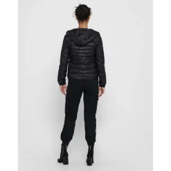 Veste matelassée Col montant haut Manches longues noir en nylon