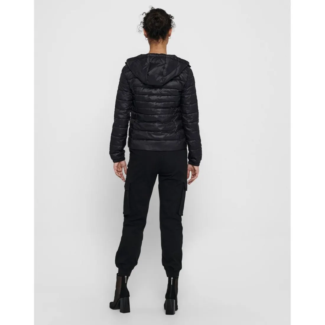 Veste matelassée Col montant haut Manches longues noir en nylon