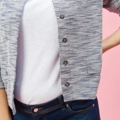 Veste molleton à pressions manches longues femme - Bleu gris