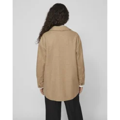 Veste poignets boutonnés col en v marron foncé
