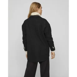 Veste poignets boutonnés col en v noir