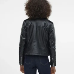 Veste zippée en cuir synthétique Bella Ane noir
