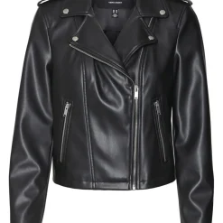 Veste zippée en cuir synthétique Bella Ane noir