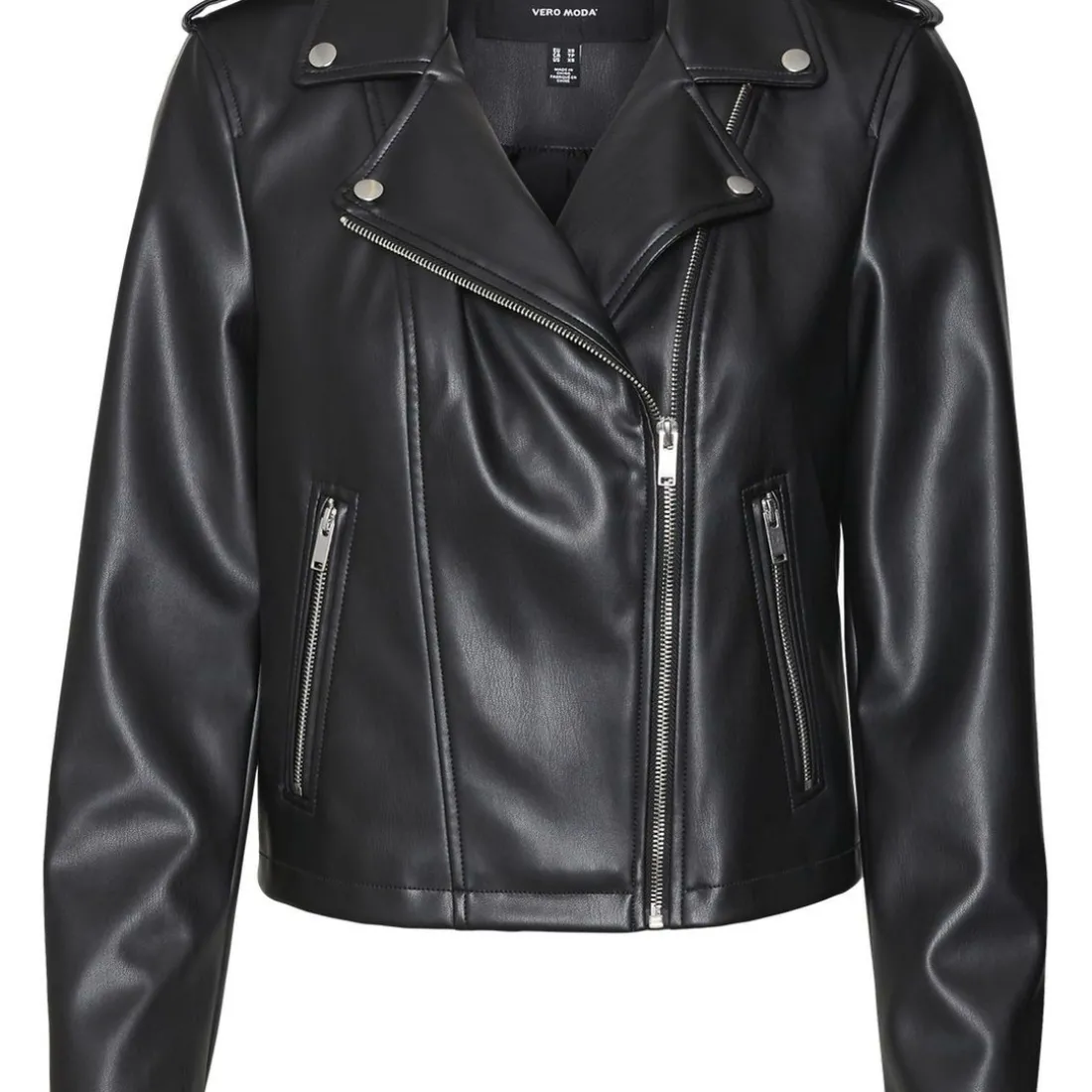 Veste zippée en cuir synthétique Bella Ane noir