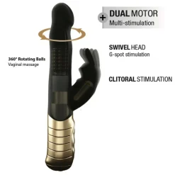 Vibromasseur/rabbit BABY RABBIT BLACK & GOLD 2.0 - RECHARGEABLE - Noir Dorcel