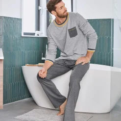 YELLOWPYJ Pyjama homme jersey bicolore gris